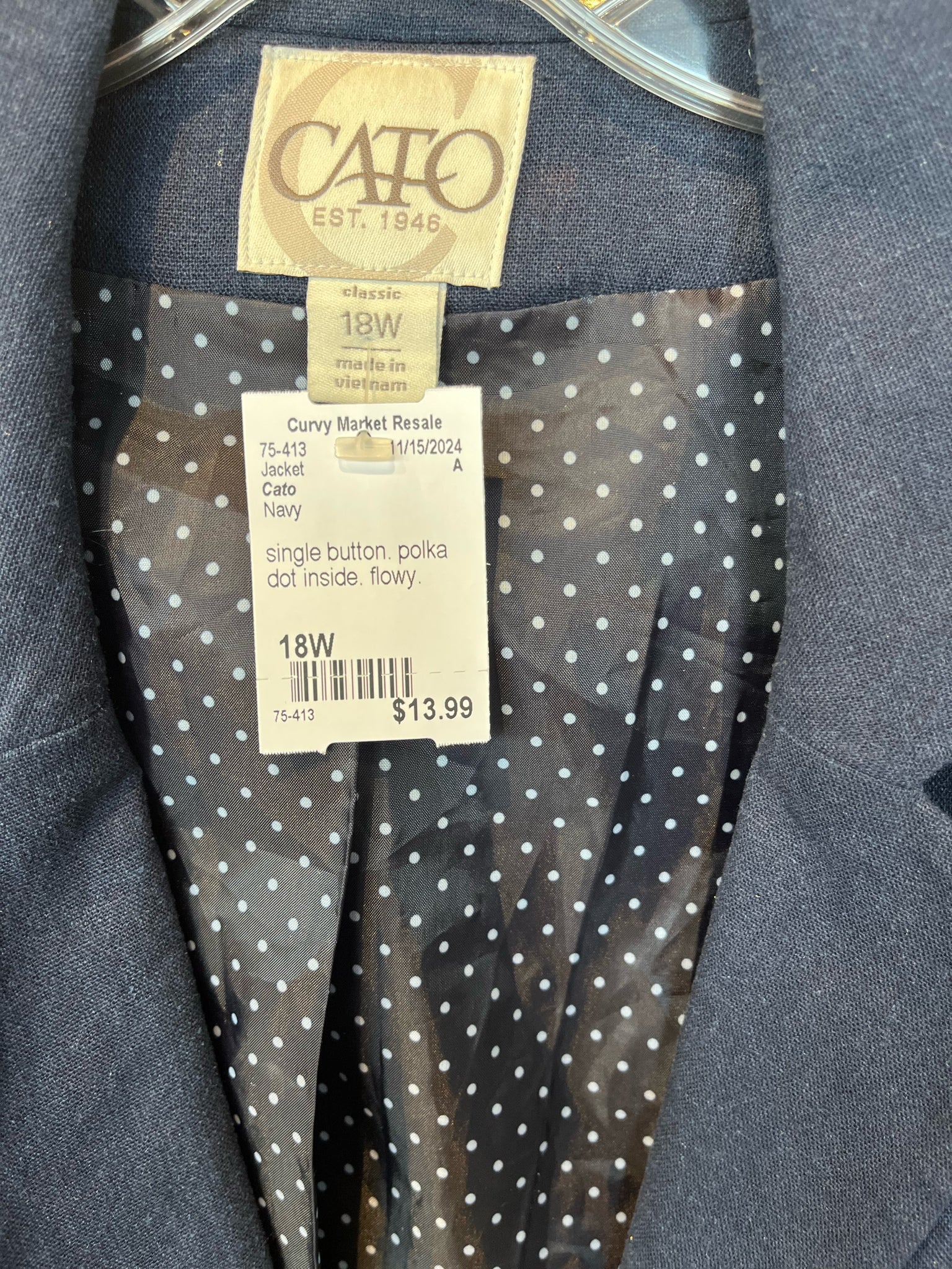 Size 18W Cato Jacket