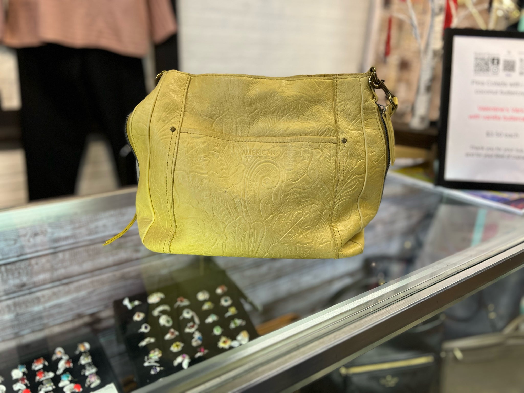 American Leather Yellow Purse